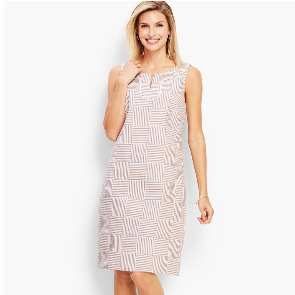 Talbots Patchwork Round With V-Neck Sleeveless Sh… - image 1